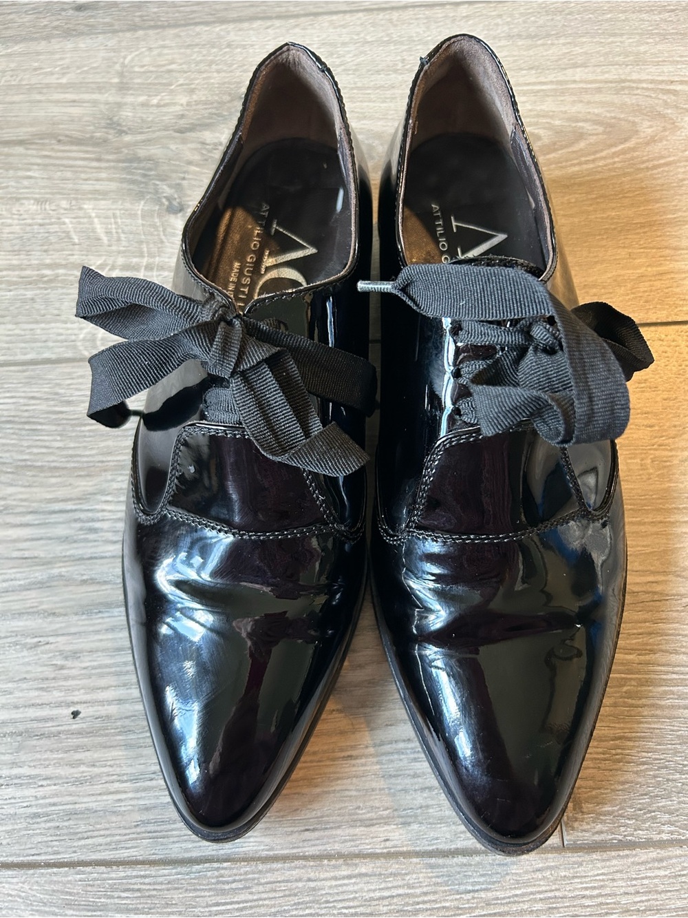 AGL black patent leather oxfords Size 38